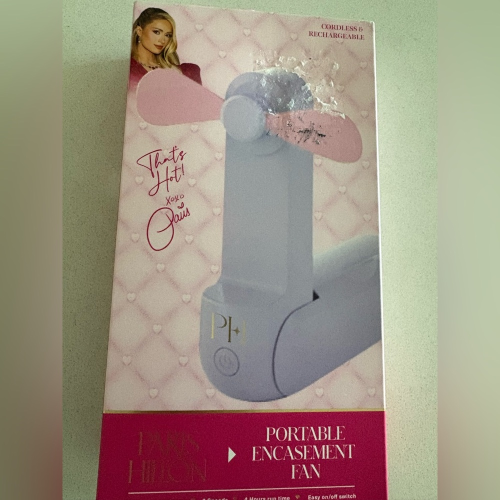 Paris Hilton Portable Fan - Pink and White